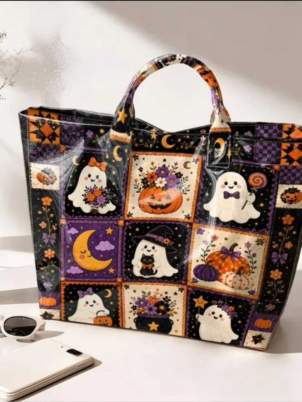 Women Harvest Halloween PVC Tote Daily Commute Handbag